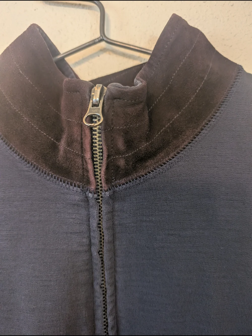 Billy Reid Navy Full-Zip Jacket With Suede Accents M